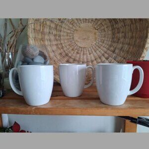 Corelle Stoneware White Mugs - Set of 3 - Vintage Thailand - Oven/Microwave Safe